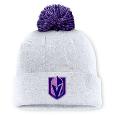 Vegas Golden Knights Fanatics Authentic Pro Hockey Fights Cancer Cuffed Knit Hat with Pom - White | US 202777956
