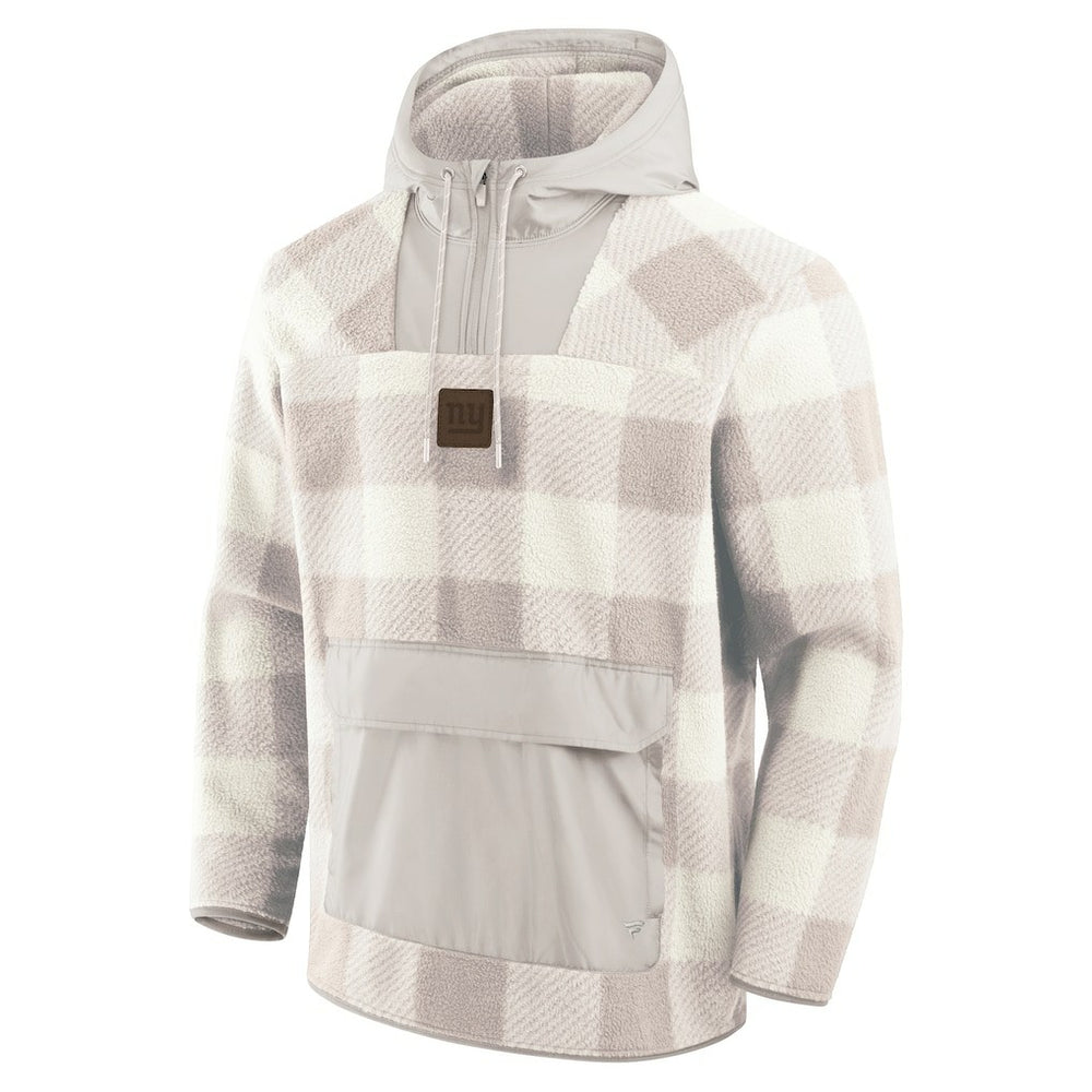 New York Giants Elements Plaid Polar Fleece Quarter-Zip Hoodie - Gray Hoodies