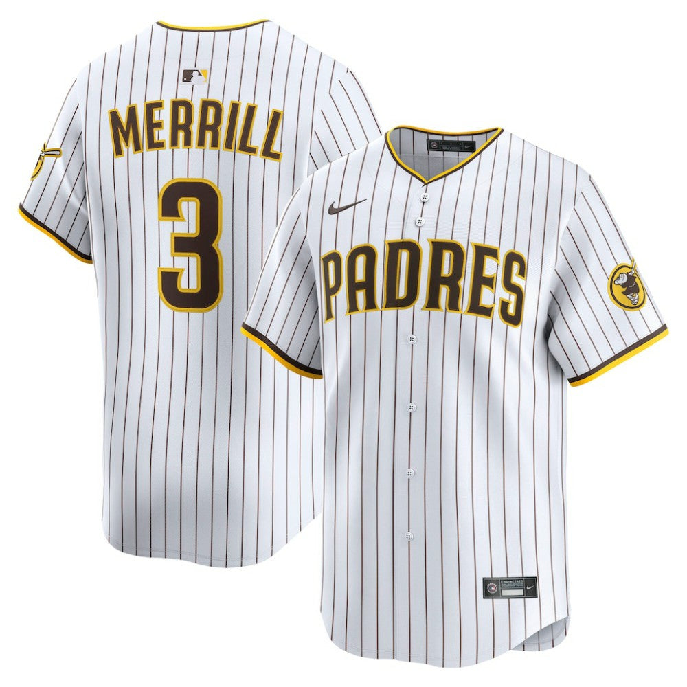 Jackson Merrill San Diego Padres Nike Home Limited Player Jersey - White Jerseys