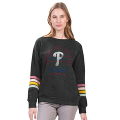 Philadelphia Phillies G-III 4Her by Carl Banks Women's Allana Stripe Pullover Sweatshirt - Charcoal Pullover