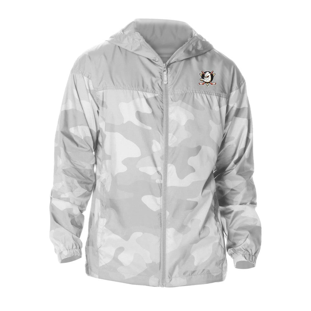 Anaheim Ducks Columbia Camo Flash Challenger Omni-Shade Full-Zip Hoodie Windbreaker - Gray | US 202780755