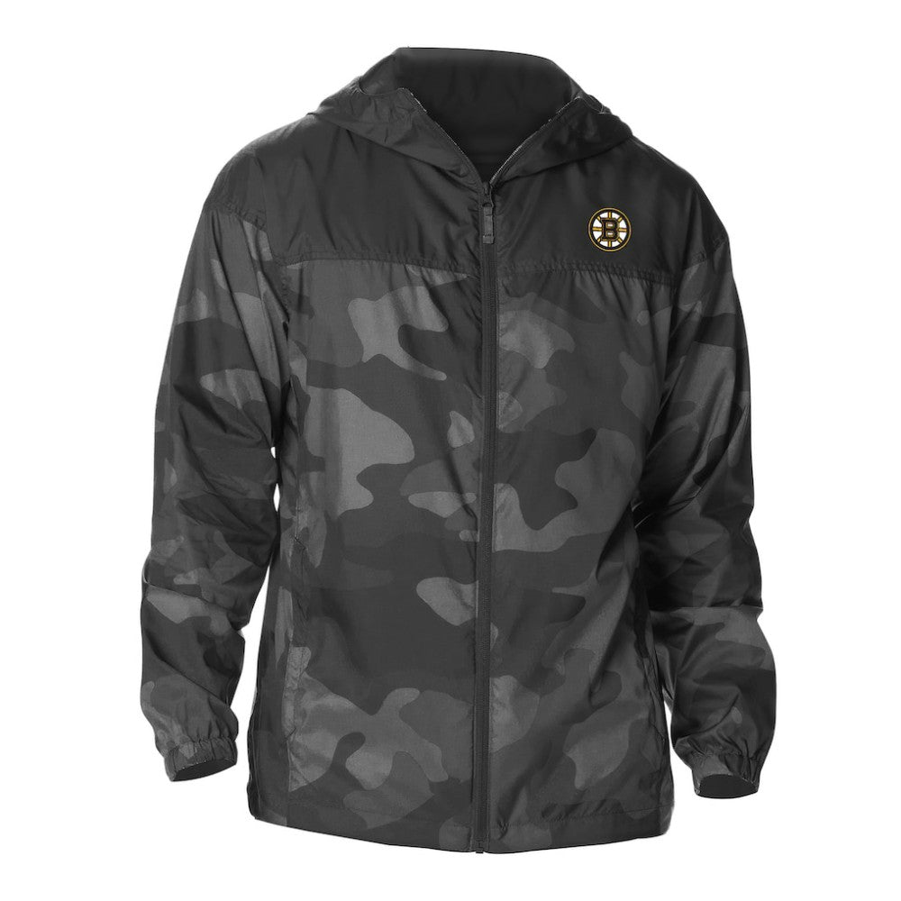 Boston Bruins Columbia Camo Flash Challenger Omni-Shade Full-Zip Hoodie Windbreaker - Black | US 202780757