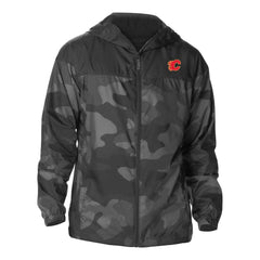 Calgary Flames Columbia Camo Flash Challenger Omni-Shade Full-Zip Hoodie Windbreaker - Black | US 202780761