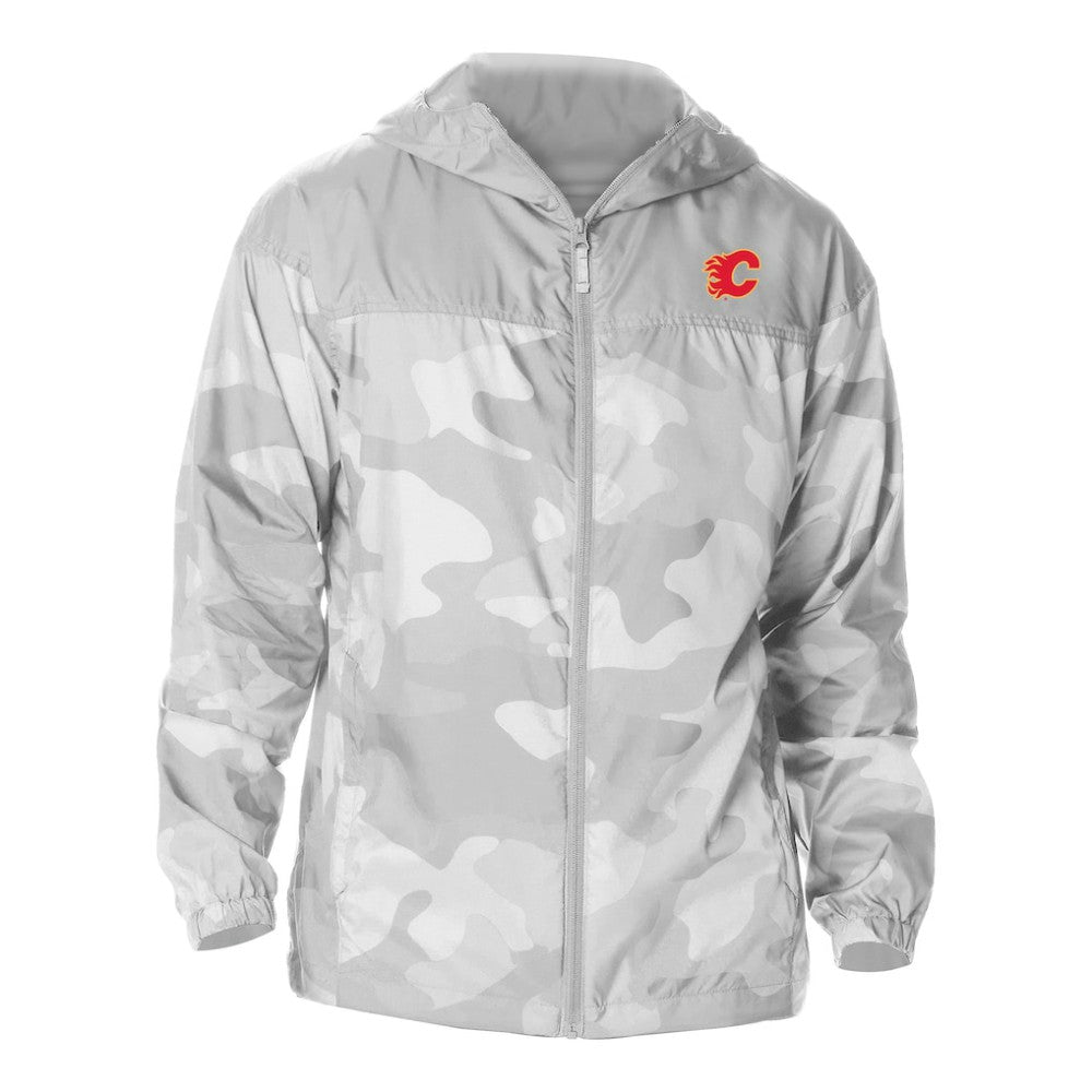 Calgary Flames Columbia Camo Flash Challenger Omni-Shade Full-Zip Hoodie Windbreaker - Gray | US 202780762