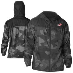 Carolina Hurricanes Columbia Camo Flash Challenger Omni-Shade Full-Zip Hoodie Windbreaker - Black | US 202780763
