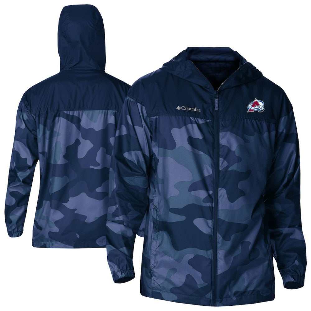 Colorado Avalanche Columbia Camo Flash Challenger Omni-Shade Full-Zip Hoodie Windbreaker - Navy | US 202780767
