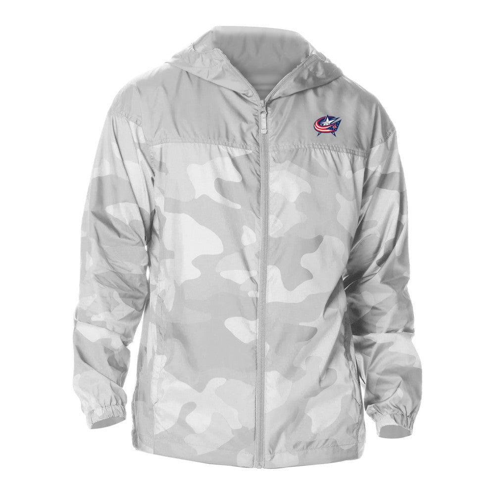 Columbus Blue Jackets Columbia Camo Flash Challenger Omni-Shade Full-Zip Hoodie Windbreaker - Gray | US 202780770