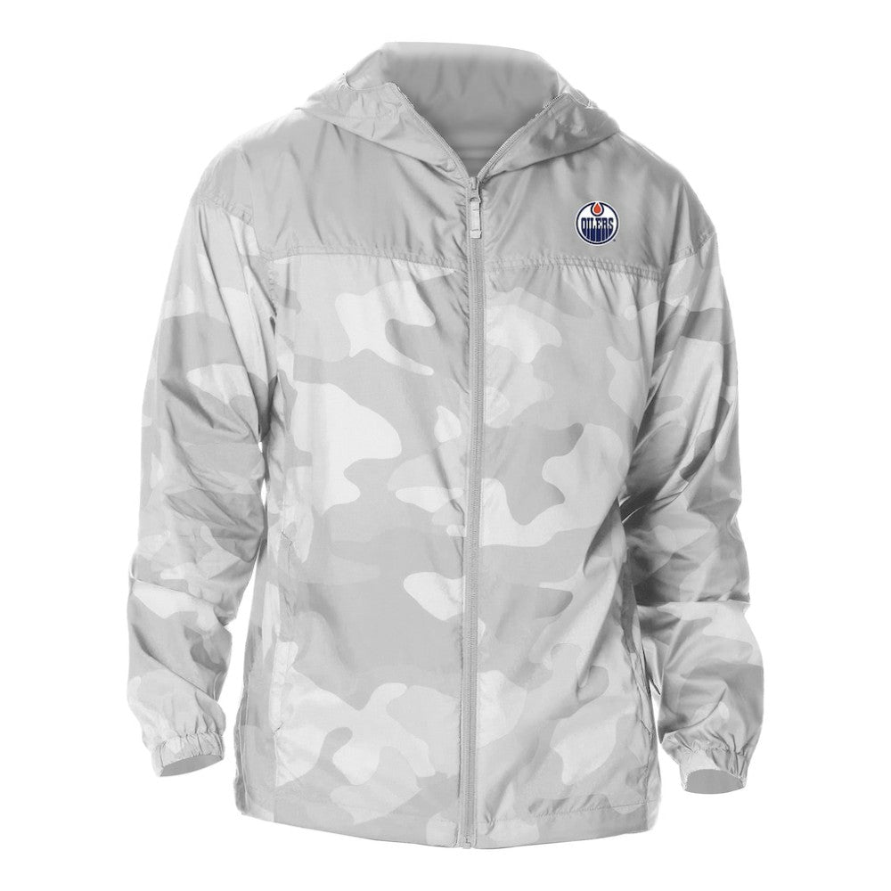 Edmonton Oilers Columbia Camo Flash Challenger Omni-Shade Full-Zip Hoodie Windbreaker - Gray | US 202780775