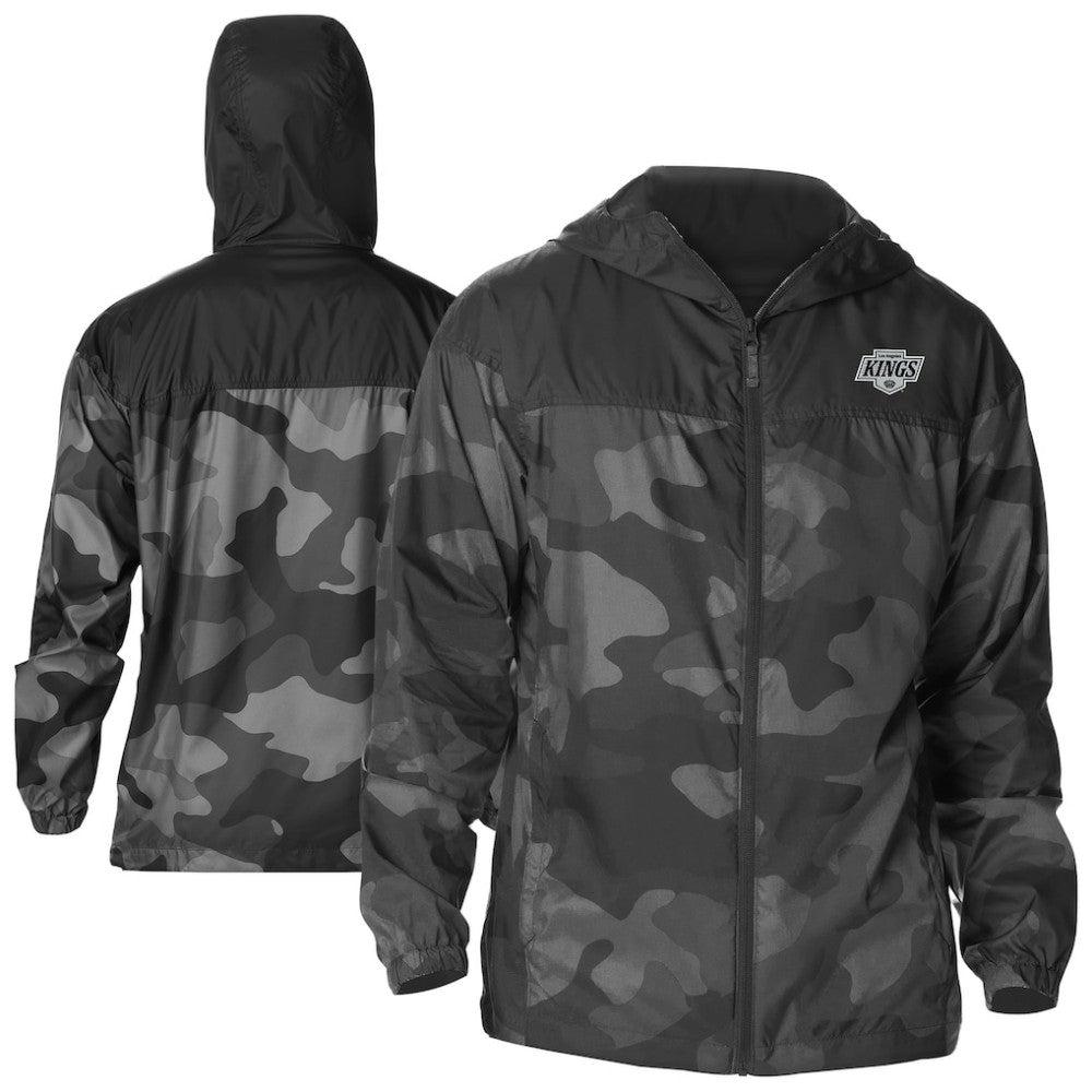 Los Angeles Kings Columbia Camo Flash Challenger Omni-Shade Full-Zip Hoodie Windbreaker - Black | US 202780781