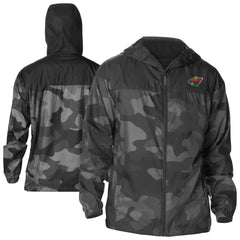 Minnesota Wild Columbia Camo Flash Challenger Omni-Shade Full-Zip Hoodie Windbreaker - Black | US 202780782