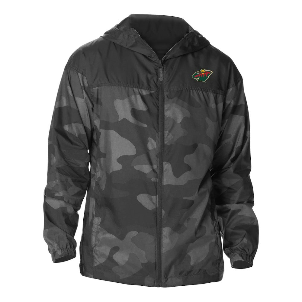 Minnesota Wild Columbia Camo Flash Challenger Omni-Shade Full-Zip Hoodie Windbreaker - Black | US 202780782