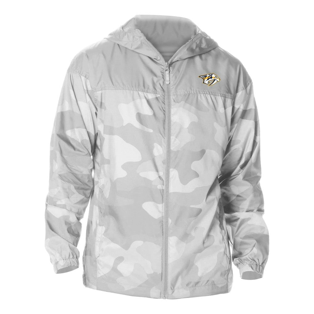 Nashville Predators Columbia Camo Flash Challenger Omni-Shade Full-Zip Hoodie Windbreaker - Gray | US 202780787