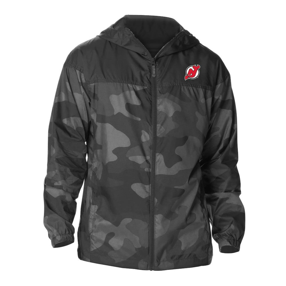 New Jersey Devils Columbia Camo Flash Challenger Omni-Shade Full-Zip Hoodie Windbreaker - Black | US 202780788