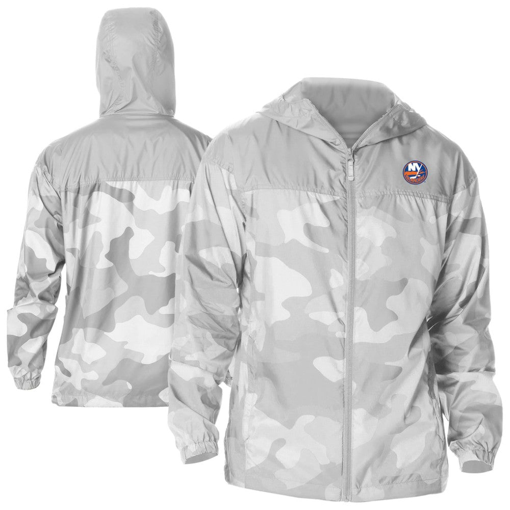 New York Islanders Columbia Camo Flash Challenger Omni-Shade Full-Zip Hoodie Windbreaker - Gray | US 202780790
