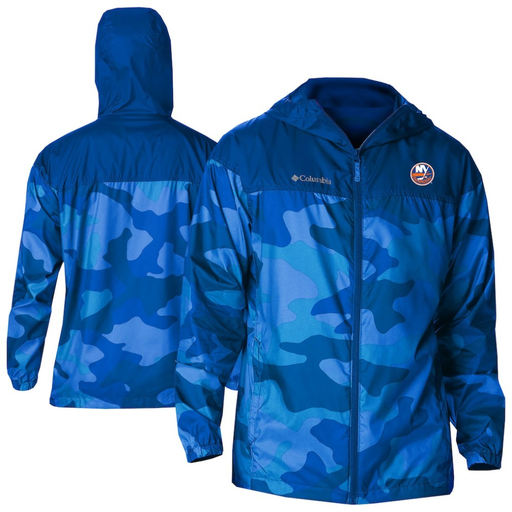 New York Islanders Columbia Camo Flash Challenger Omni-Shade Full-Zip Hoodie Windbreaker - Royal | US 202780791
