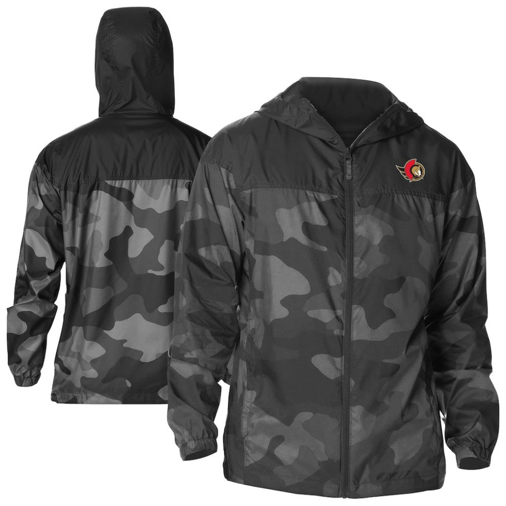 Ottawa Senators Columbia Camo Flash Challenger Omni-Shade Full-Zip Hoodie Windbreaker - Black | US 202780795