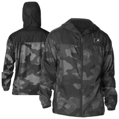 Philadelphia Flyers Columbia Camo Flash Challenger Omni-Shade Full-Zip Hoodie Windbreaker - Black | US 202780796