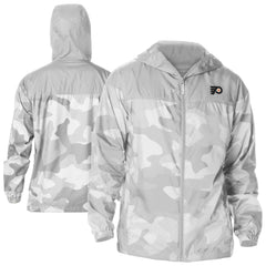 Philadelphia Flyers Columbia Camo Flash Challenger Omni-Shade Full-Zip Hoodie Windbreaker - Gray | US 202780797