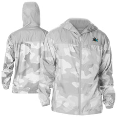 San Jose Sharks Columbia Camo Flash Challenger Omni-Shade Full-Zip Hoodie Windbreaker - Gray | US 202780803