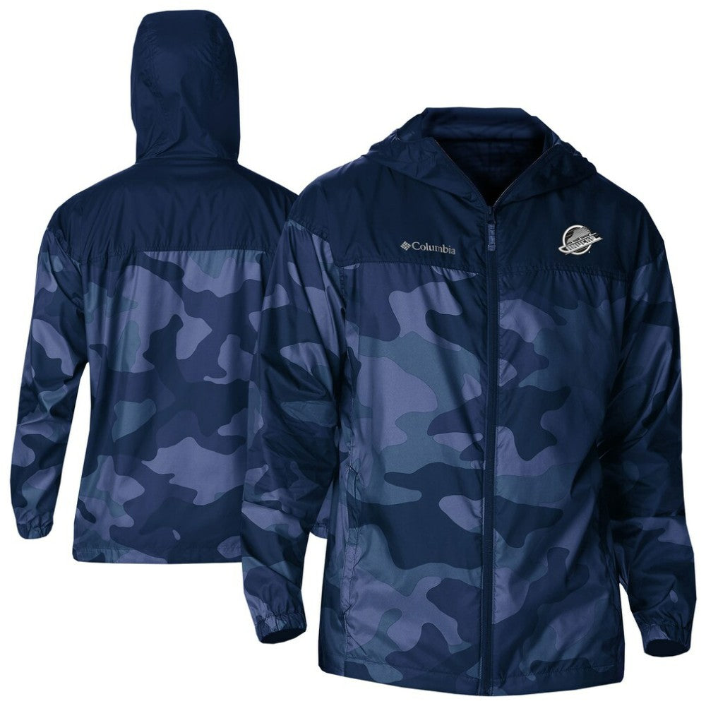 Vancouver Canucks Columbia Camo Flash Challenger Omni-Shade Full-Zip Hoodie Windbreaker - Navy | US 202780813