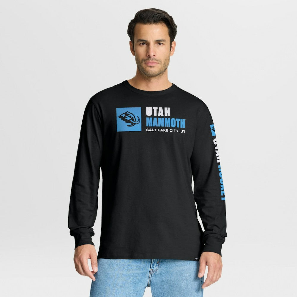 Utah Mammoth Fanatics Goal Crease Legacy Long Sleeve T-Shirt - Black | US 202782941