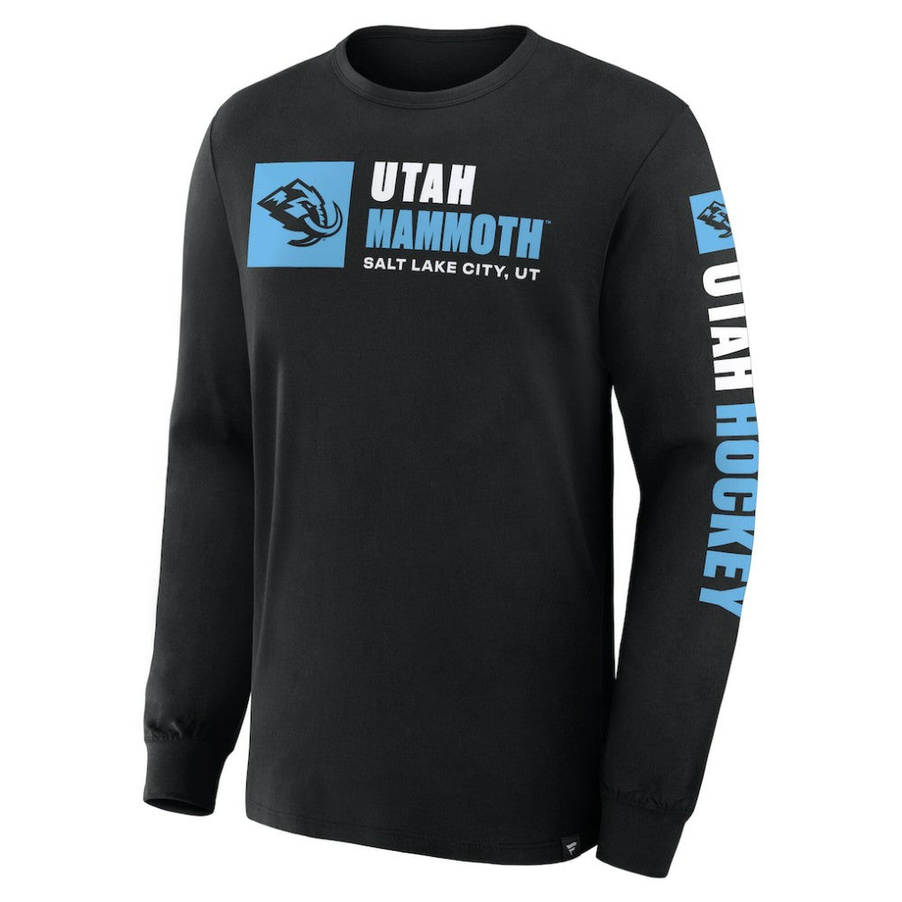 Utah Mammoth Fanatics Goal Crease Legacy Long Sleeve T-Shirt - Black | US 202782941