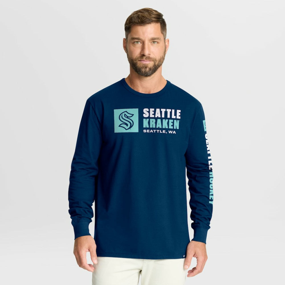 Seattle Kraken Fanatics Goal Crease Legacy Long Sleeve T-Shirt - Navy | US 202782950