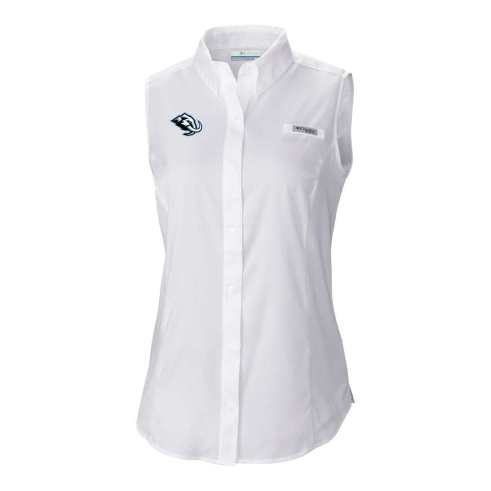 Utah Mammoth Columbia Women's Tamiami Omni-Shade Sleeveless Button-Up Shirt - White | US 202783902