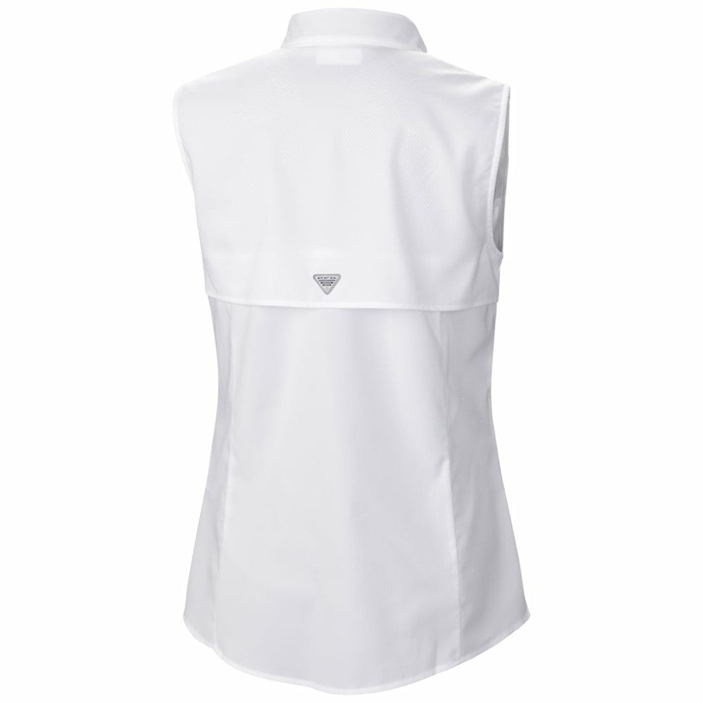 Utah Mammoth Columbia Women's Tamiami Omni-Shade Sleeveless Button-Up Shirt - White | US 202783902