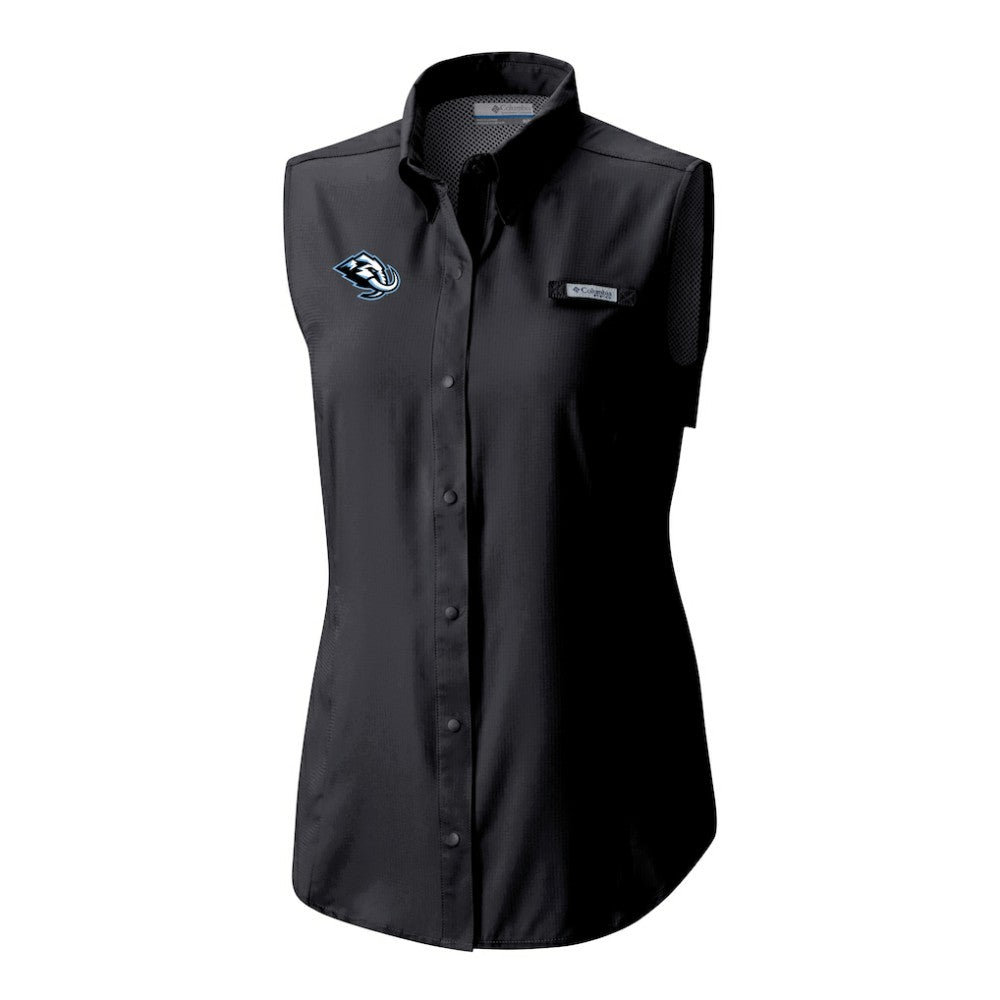 Utah Mammoth Columbia Women's Tamiami Omni-Shade Sleeveless Button-Up Shirt - Black | US 202783906