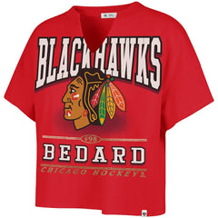 Connor Bedard Chicago Blackhawks '47 Women's Elation Name & Number Oversized Notch Neck T-Shirt - Red | US 202784299