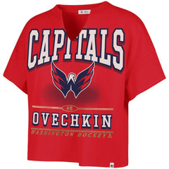 Alexander Ovechkin Washington Capitals '47 Women's Elation Name & Number Oversized Notch Neck T-Shirt - Red | US 202784303