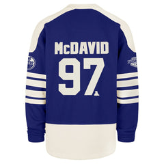 Connor McDavid Edmonton Oilers '47 Player Name & Number Sweep Check Eternal Lacer Sweatshirt - Royal | US 202784307