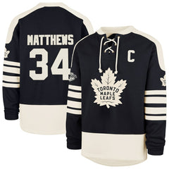 Auston Matthews Toronto Maple Leafs '47 Player Name & Number Sweep Check Eternal Lacer Sweatshirt - Navy | US 202784308
