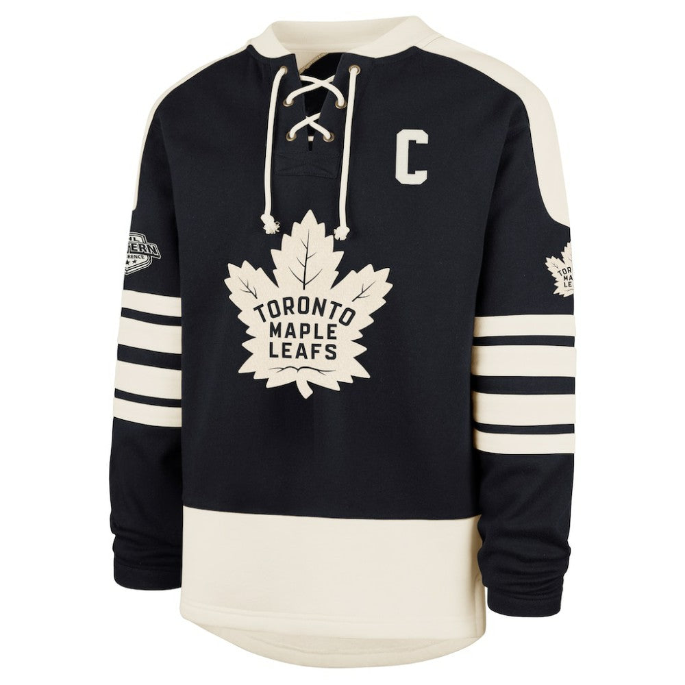 Auston Matthews Toronto Maple Leafs '47 Player Name & Number Sweep Check Eternal Lacer Sweatshirt - Navy | US 202784308
