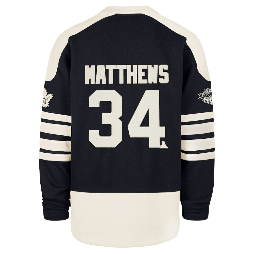 Auston Matthews Toronto Maple Leafs '47 Player Name & Number Sweep Check Eternal Lacer Sweatshirt - Navy | US 202784308