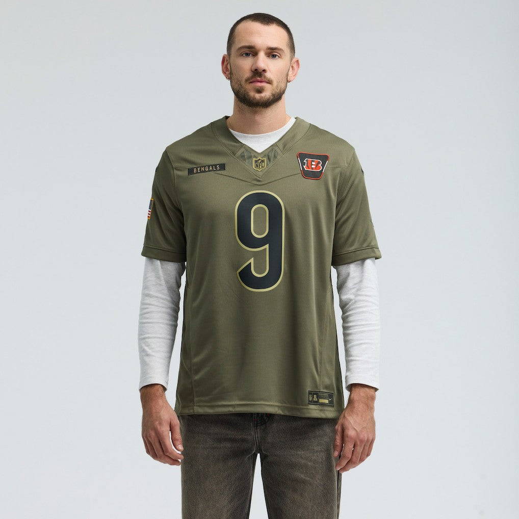 Joe Burrow Cincinnati Bengals 2025 Salute to Service Limited Jersey - Olive Jerseys