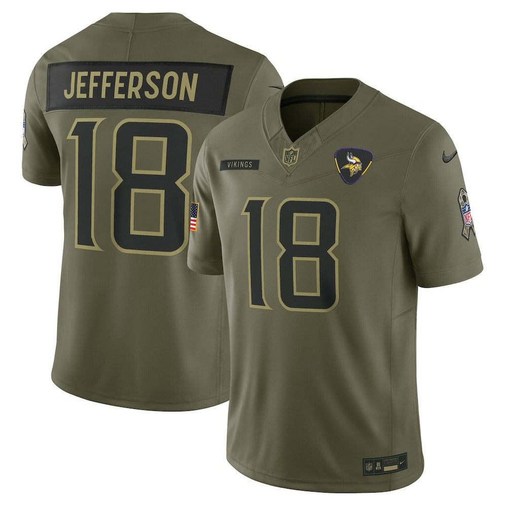 Justin Jefferson Minnesota Vikings 2025 Salute to Service Limited Jersey - Olive Jerseys