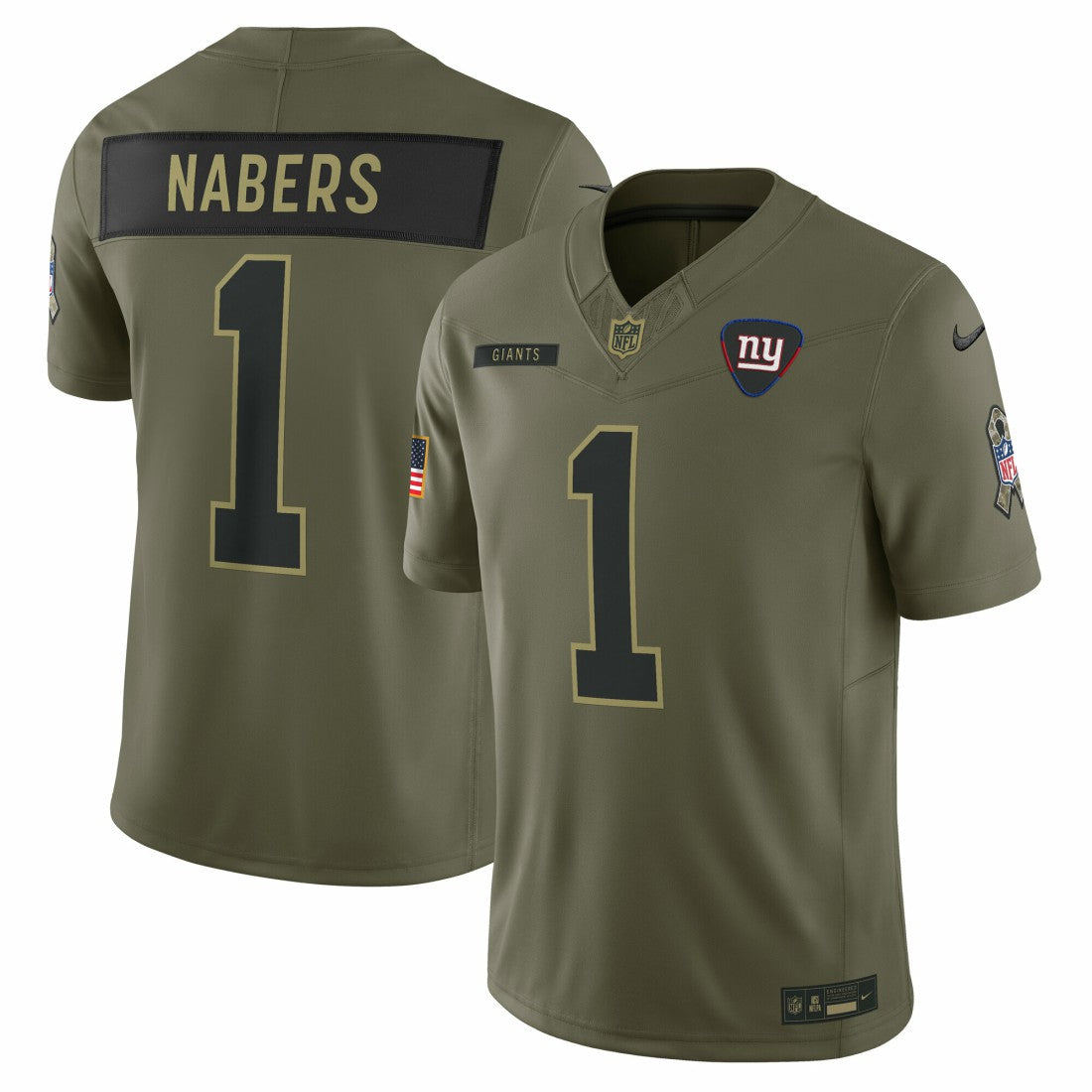 Malik Nabers New York Giants 2025 Salute to Service Limited Jersey - Olive Jerseys