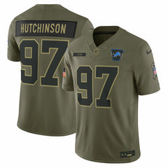 Aidan Hutchinson Detroit Lions 2025 Salute to Service Limited Jersey - Olive Jerseys