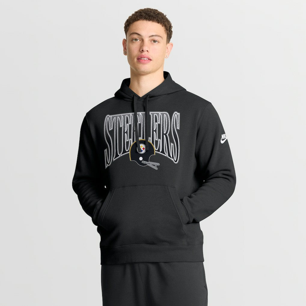 Pittsburgh Steelers Full Blitz Club Fleece Pullover Hoodie - Black Hoodies