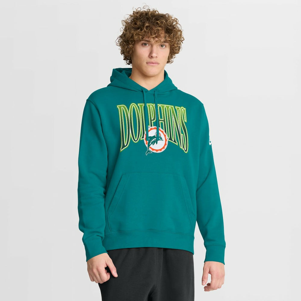 Miami Dolphins Full Blitz Club Fleece Pullover Hoodie - Aqua Hoodies