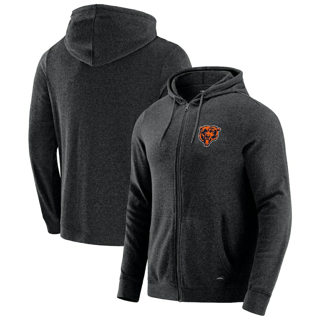 Chicago Bears J. Palmer Players Lounge Tri-Blend Full-Zip Hoodie - Dark Heather Gray Hoodies