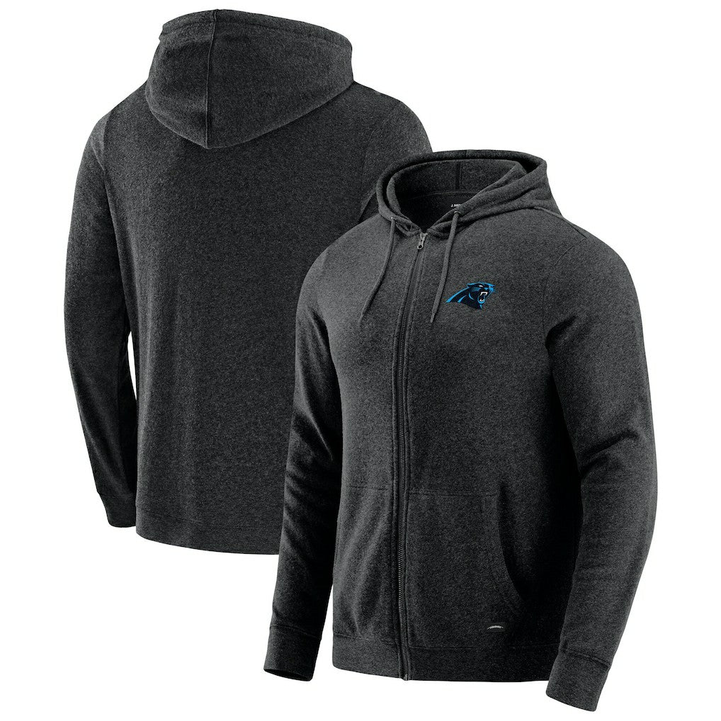 Carolina Panthers J. Palmer Players Lounge Tri-Blend Full-Zip Hoodie - Dark Heather Gray Hoodies