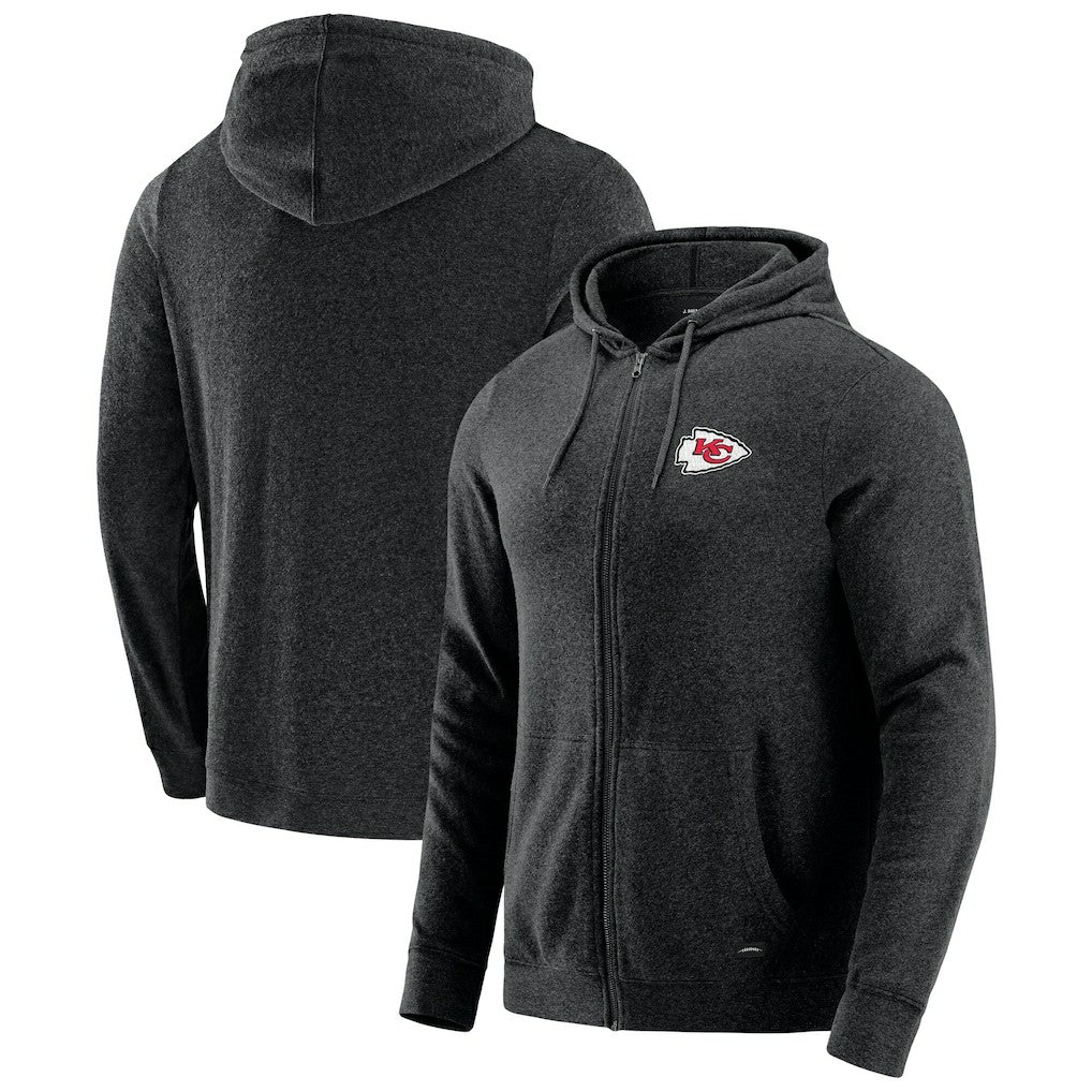 Kansas City Chiefs J. Palmer Players Lounge Tri-Blend Full-Zip Hoodie - Dark Heather Gray Hoodies