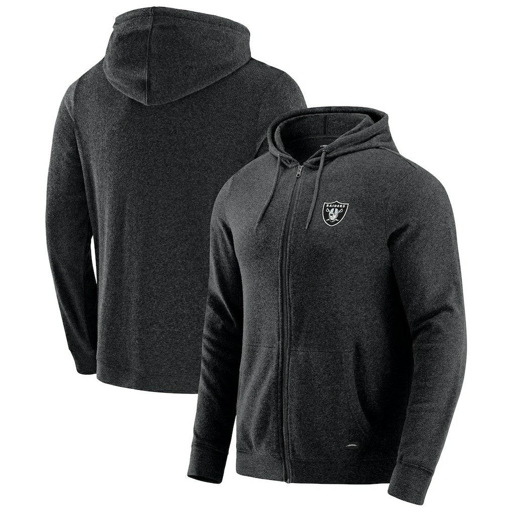 Las Vegas Raiders J. Palmer Players Lounge Tri-Blend Full-Zip Hoodie - Dark Heather Gray Hoodies