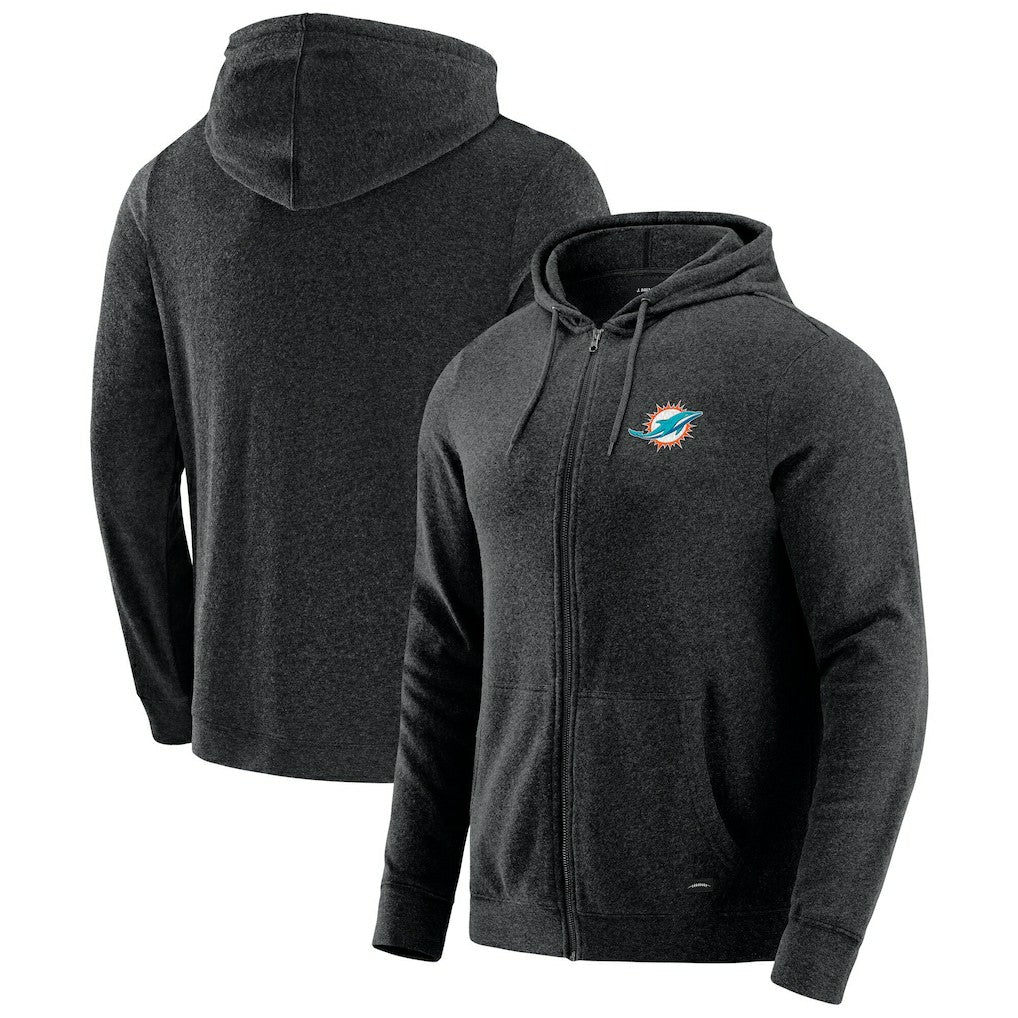 Miami Dolphins J. Palmer Players Lounge Tri-Blend Full-Zip Hoodie - Dark Heather Gray Hoodies