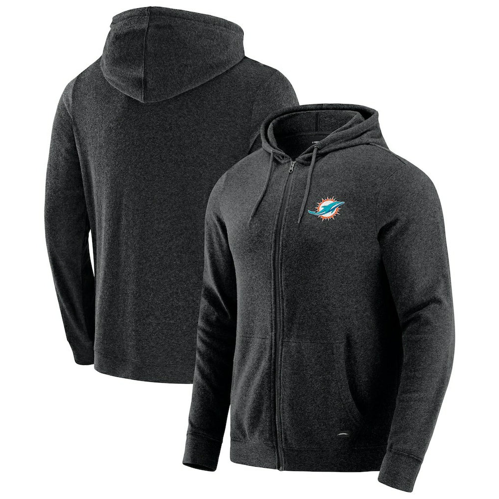 Miami Dolphins J. Palmer Players Lounge Tri-Blend Full-Zip Hoodie - Dark Heather Gray Hoodies