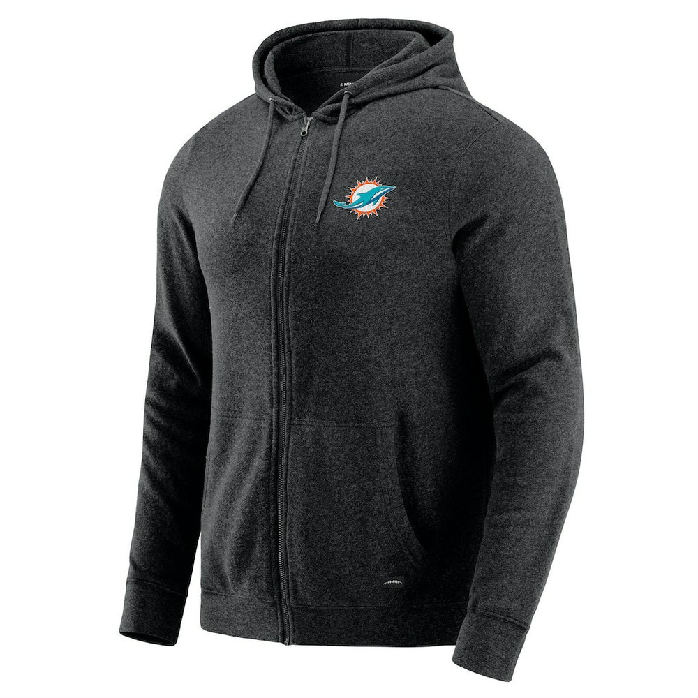 Miami Dolphins J. Palmer Players Lounge Tri-Blend Full-Zip Hoodie - Dark Heather Gray Hoodies