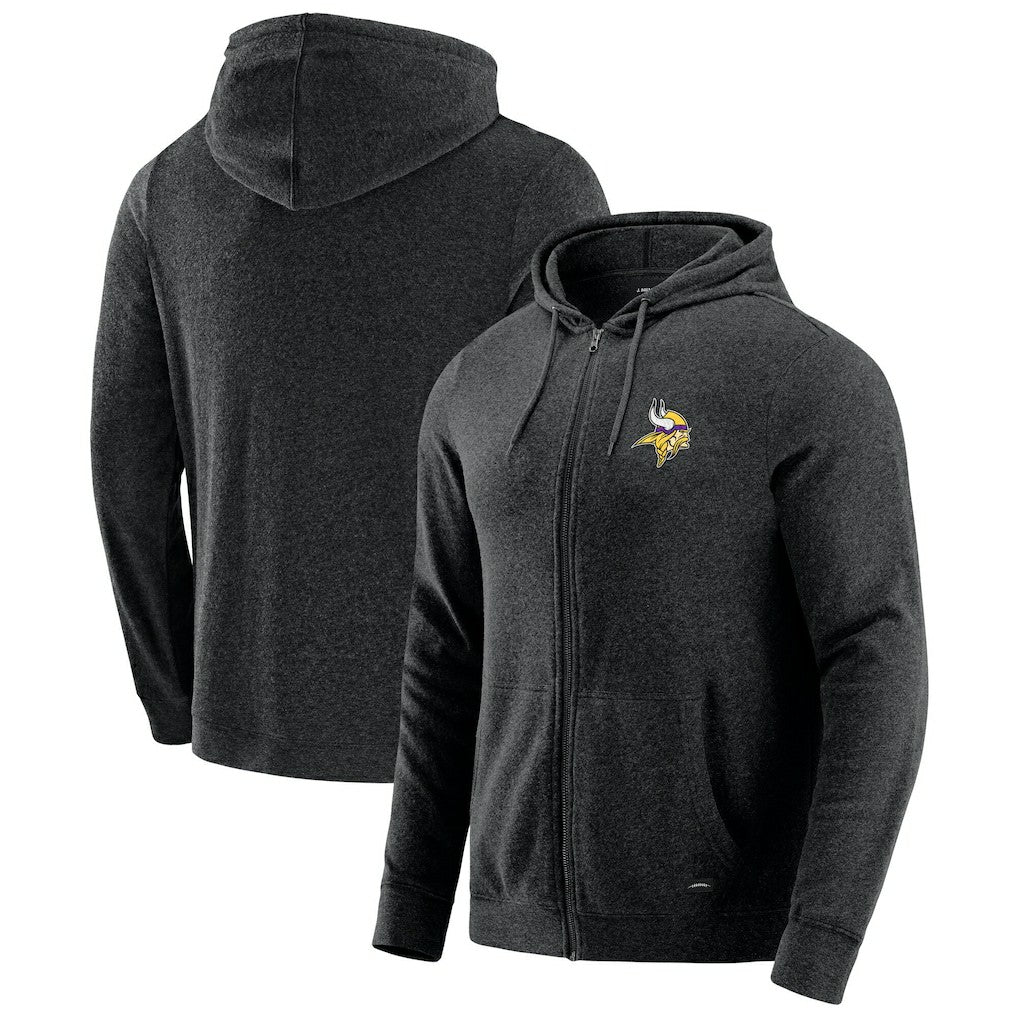 Minnesota Vikings J. Palmer Players Lounge Tri-Blend Full-Zip Hoodie - Dark Heather Gray Hoodies
